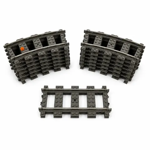 Vintage LEGO 9V Train Track Lot 15 Pc 13 Curved 2 Straight Metal Rail Track