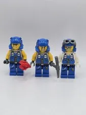 LEGO Minifigure Brains Power Miners Lot of 3 Rare Retired Goggles Vintage
