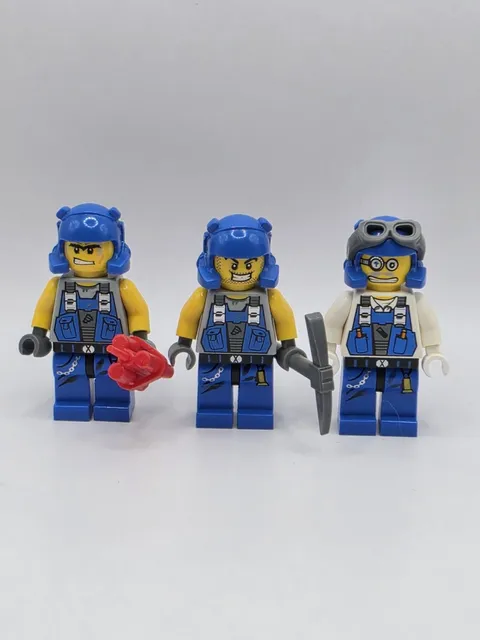 LEGO Minifigure Brains Power Miners Lot of 3 Rare Retired Goggles Vintage