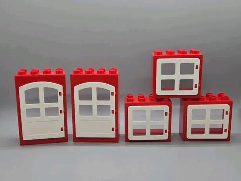 Lego Duplo Door And Window Lot 0f 5 Red And White