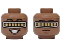 LEGO Minifigure, Head Dual Sided Black Eyebrows, Gold and Silver Visor inv.657