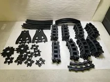 Lego Duplo Vintage Black Railway Train Track x 56 Lot Straight Curved Crossover