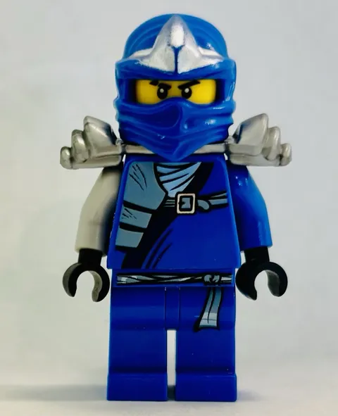 LEGO NINJAGO Jay Blue Ninja Minifigure with Silver Shoulder Armor Hood Mask