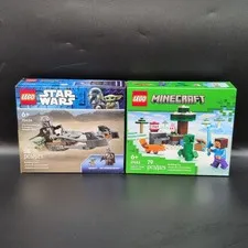 Lego Minecraft Steve's Taiga Adventure 21583 & Star Wars Speeder Bike 75436 Set