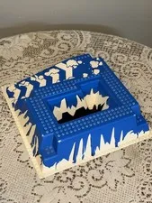 LEGO 32 x 32 Raised Baseplate 2552 Blue White Mountain Ice Canyon Ramp Pit 6983