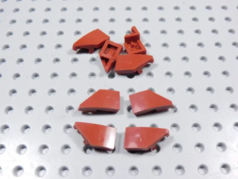 LEGO Lot of 8 Dark Red 2x1 Curved Wedge Slopes Left & Right BD