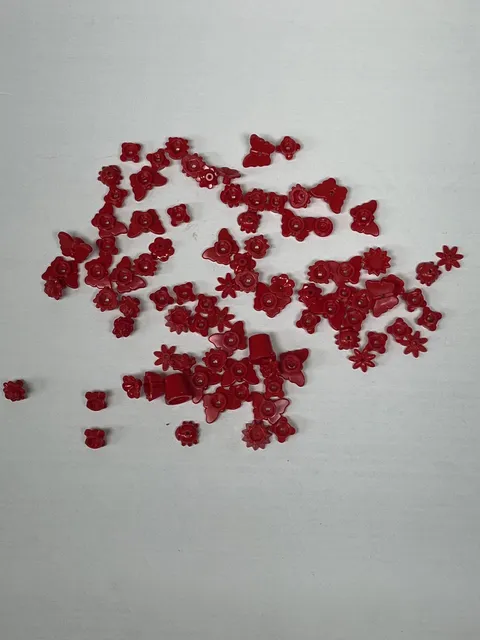 Lot Of LEGO Friends Accessories Red Flowres Butterflies Lady Bugs Bucket