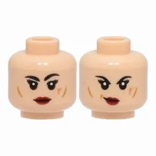 LEGO Minifigure Head Dual Sided Female, Black Eyebrows, Red Lips