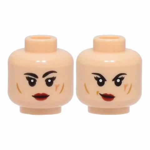 LEGO Minifigure Head Dual Sided Female, Black Eyebrows, Red Lips