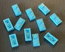 Lego 1x2 Flat Plate Lot 11 #3023 Medium Azure Replacement Parts