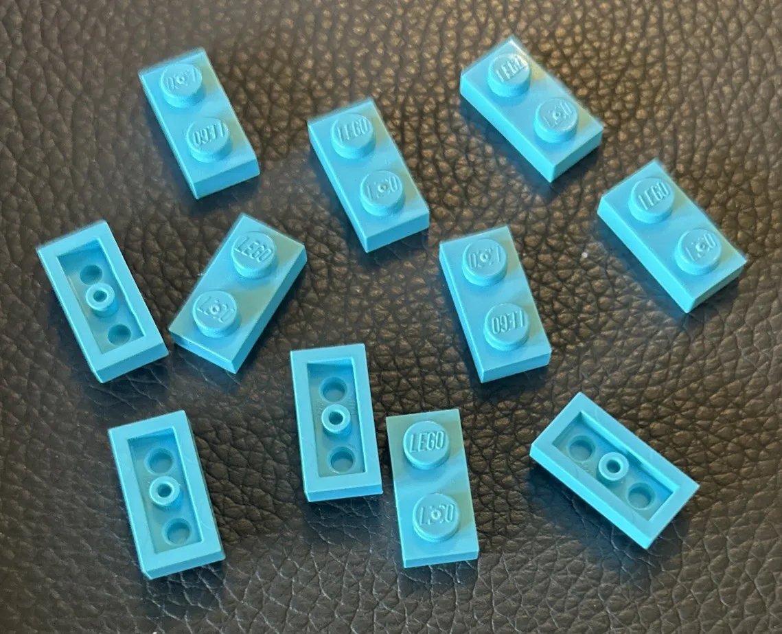 Lego 1x2 Flat Plate Lot 11 #3023 Medium Azure Replacement Parts