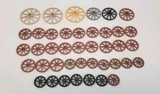 LEGO Wagon Wheels Lot Of 40 Reddish Brown Tan Black Carriage Wheel