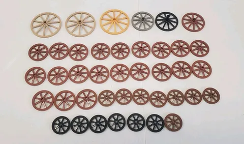 LEGO Wagon Wheels Lot Of 40 Reddish Brown Tan Black Carriage Wheel
