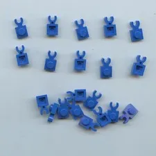 LEGO x20 Blue Plate, Modified 1 x 1 with Open O Clip Thick Vertical Grip 4085d