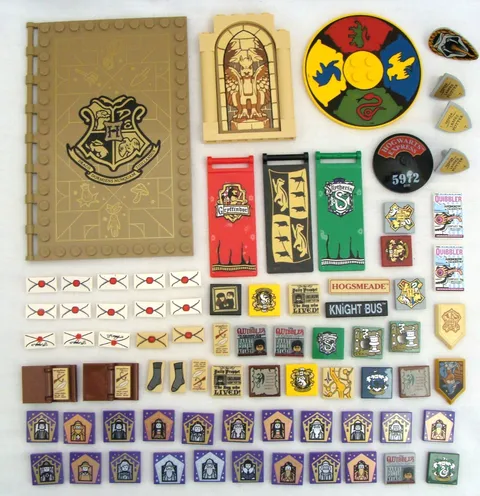 Lot Of 75 Lego Harry Potter Printed & Stickered Bricks Assorted Colors & Styles