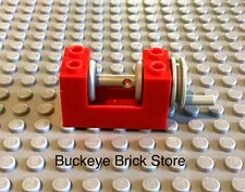 LEGO Red String Reel Winch  2 x 4 x 2 Gray Reel and Handle