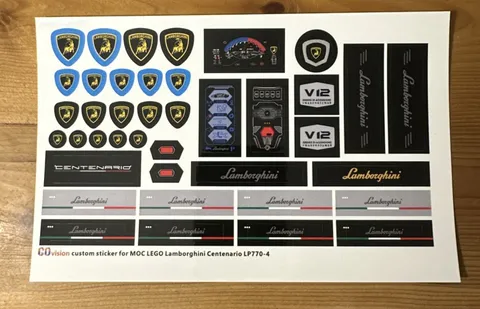 New Lego MOC Lamborghini Centenario LP770-4 CaDA C61041 1:8 Car Sticker Pack