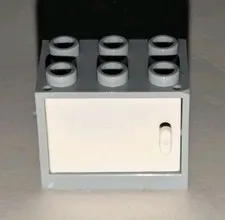 LEGO Container Cupboard 2x3x2 Bluish Gray Cabinet & White Door Piece Part 4532b