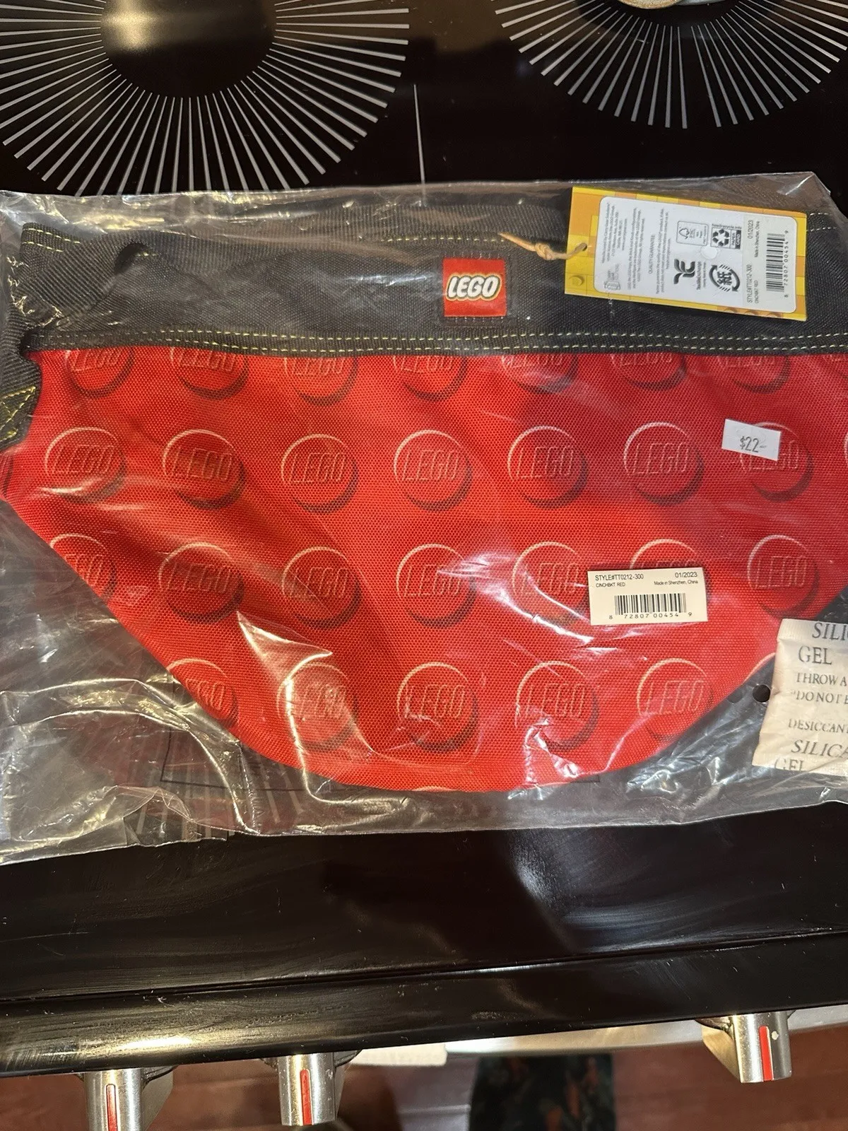 Lego Storage Bag Red Cinch Bucket  With Portable Cinch Closure