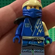 LEGO Plastic Minifigure Blue Ninja w/ Tan Hood Mask & Black Shoulder Armor