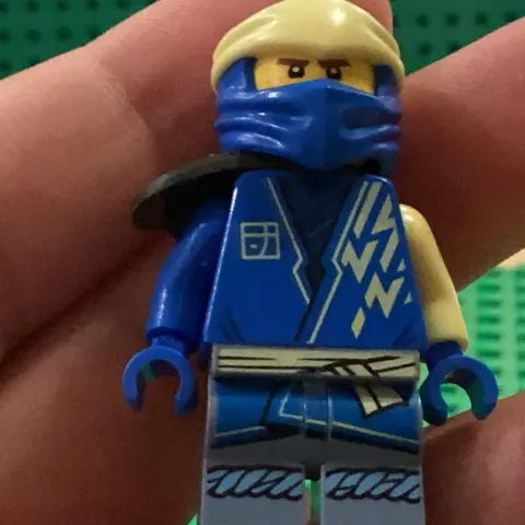 LEGO Plastic Minifigure Blue Ninja w/ Tan Hood Mask & Black Shoulder Armor
