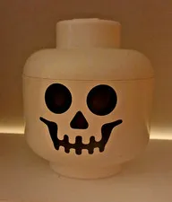 LEGO 4031 Storage Head Small White Skeleton Skull Container Halloween 7" tall