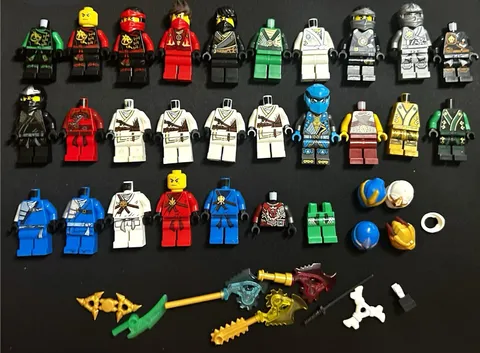 LEGO NINJAGO Minifigure Lot w/ Parts Accessories Weapons Helmets Heads Torsos