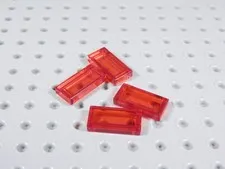 LEGO Lot of 4 Trans Red 1x2 Smooth Tiles Plates BA
