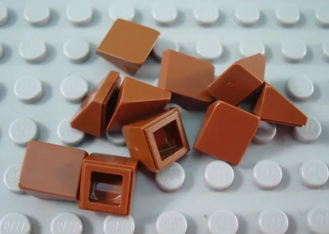 LEGO Lot of 10 Reddish Brown 1x1x2/3 Mini Slopes