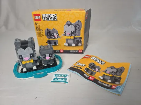 Lego BrickHeadz Pets Shorthair Cat & Kitten 40441 100% Complete And Retired
