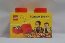 Lego Storage Brick 4 4 plastic carry case Red Multiple compartments hinged lid