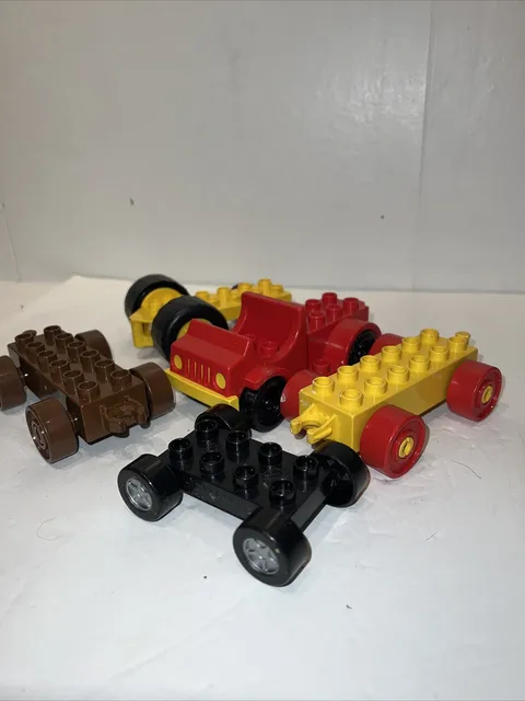 Lot Of 5 Lego Duplo Vintage Firetruck Cars Different Sizes And Colors See Pics