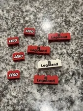 LEGO Red White Limited 1x4 , 1x2 Brick Embossed Legoland Vintage Rare Lot Of 8