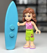 Lego Friends Olivia Minifigure Mini Doll frnd0048 frnd048 Pink Top Lime 41010
