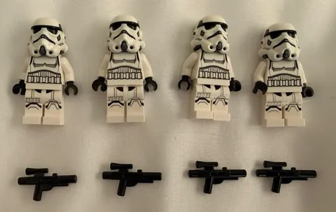 Four LEGO Star Wars Imperial Stormtrooper Minifigure + Blaster