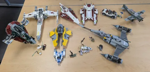 LEGO Star Wars Mixed Lot Built Ships, Mini-Figs and Indiana Jones 