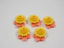 LEGO 5 Exotic Yellow Flowers Coral Leaves Plant Minifig T3