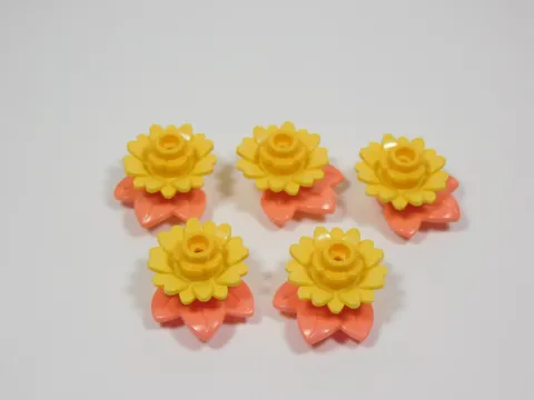LEGO 5 Exotic Yellow Flowers Coral Leaves Plant Minifig T3