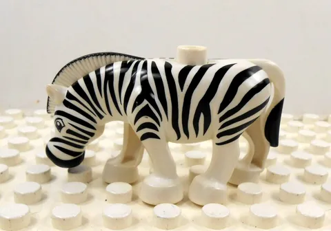 Lego Duplo Figure Zebra white/black w/ black top mane (Reduced - Moderate Wear)