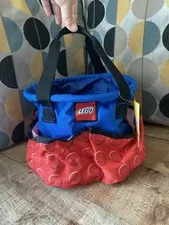 Lego Red & Blue 4-Pockets Carry Organizer Tote Bag Big Storage Bucket NWT