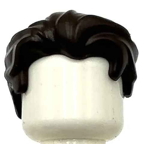 Lego New Dark Brown Minifigure Hair Swept Back w/ Slight Widow's Peak Part
