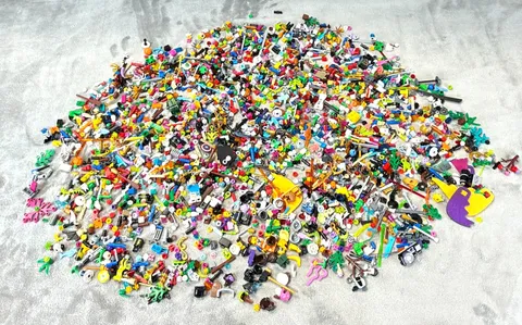 1.5 lbs LEGO Minifigure Pieces Bulk Lot - Weapons Tools Hair Capes Armor Parts