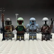 LEGO Star Wars Mandalorian Minifigure Lot Mando Boba Fett Paz Vizsla X4 Lot