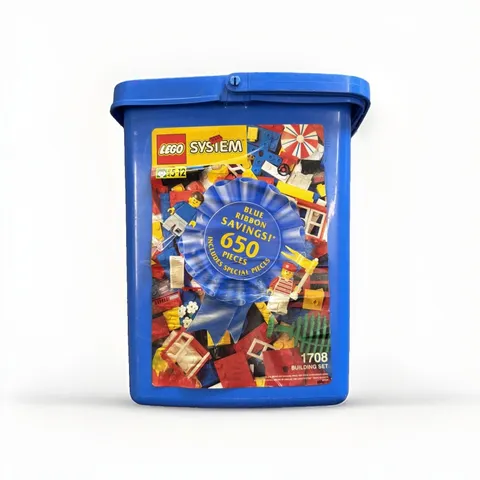Vintage 1987 Lego System Blue Brick Bucket Storage Bin Container No Lid