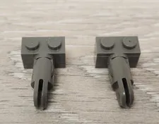 Lego 30014 & 412 Old Dark Gray Arm Holder Brick 1 x 2 with 2 Horizontal Lot Of 2