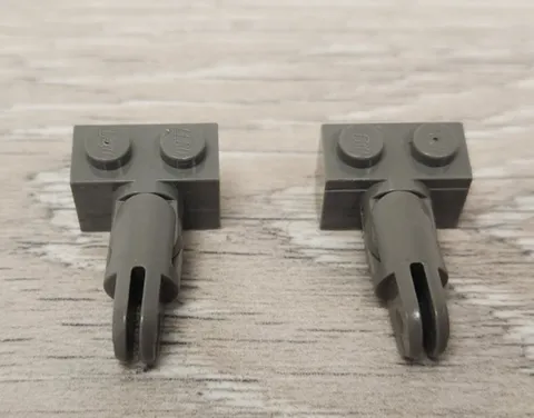 Lego 30014 & 412 Old Dark Gray Arm Holder Brick 1 x 2 with 2 Horizontal Lot Of 2