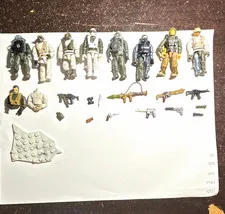 Mega Blox Call of Duty figure Lot and Submarine, weapons, baseplate