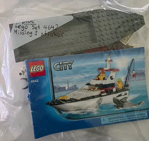LEGO City 4642 City Fishing boat Missing 1 Sticker