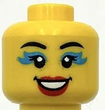 Lego New Yellow Minifigure Head Dual Sided Female Dark Azure Eyeshadow Part