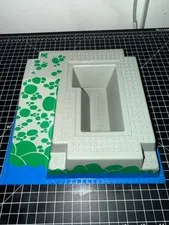 Light Gray Baseplate 32 x 32 Raised with Ramp and Pit with Water and Green Stone